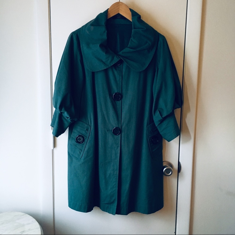 Teal cotton car coat
